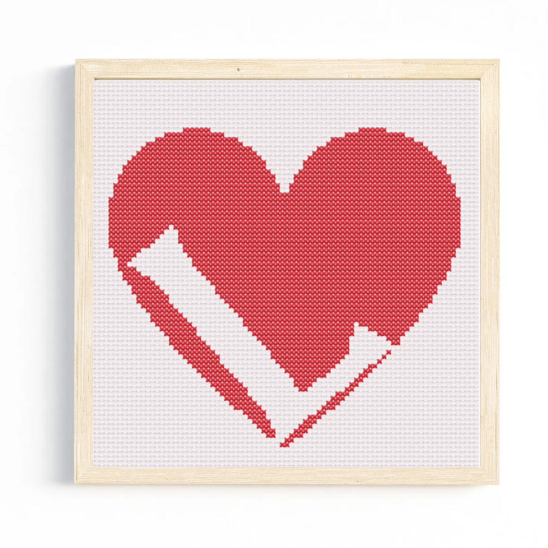 L Monogram in Heart Cross Stitch Pattern 