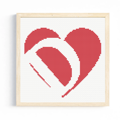 D Monogram in Heart Cross Stitch Pattern 