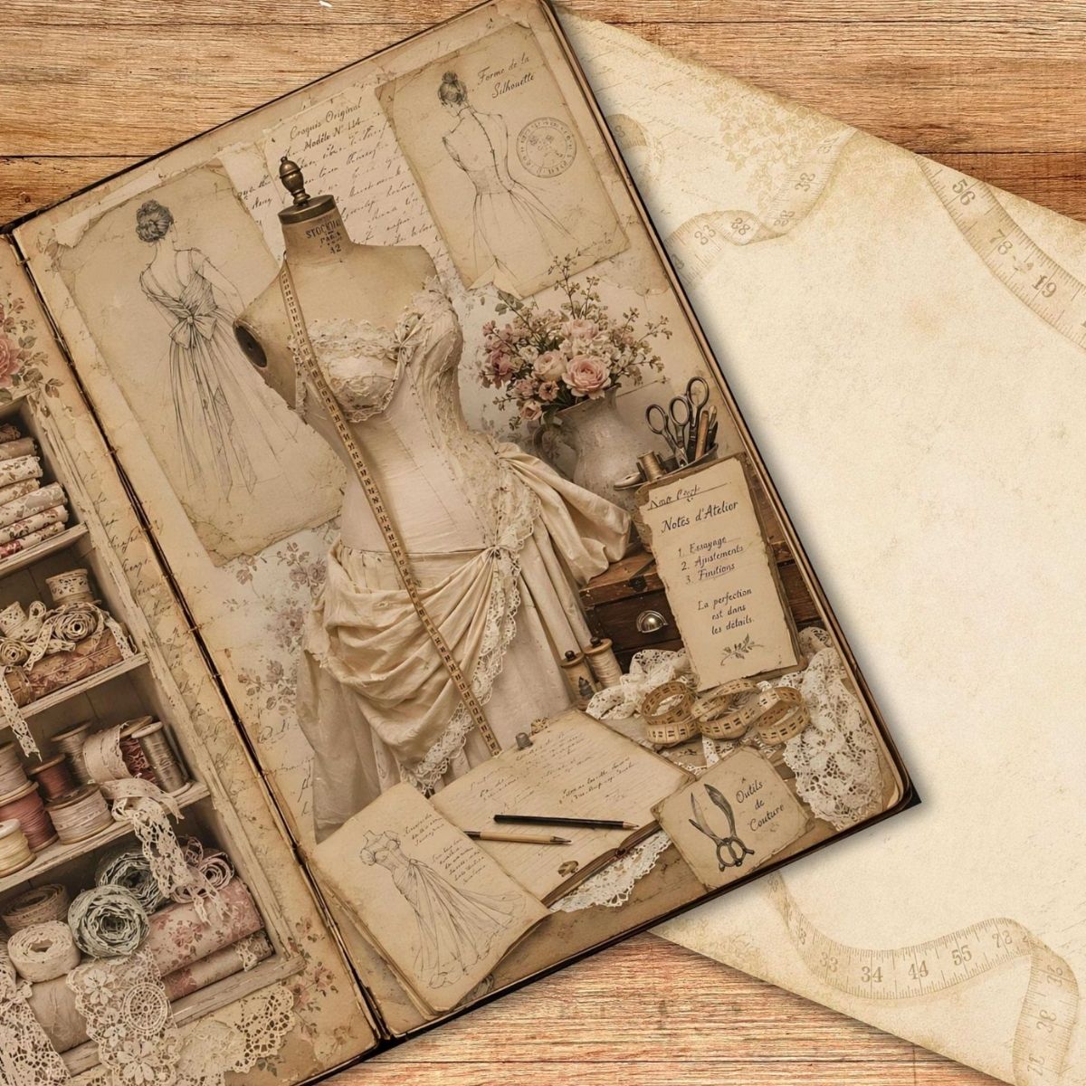 Vintage Sewing Room Junk Journal Kit