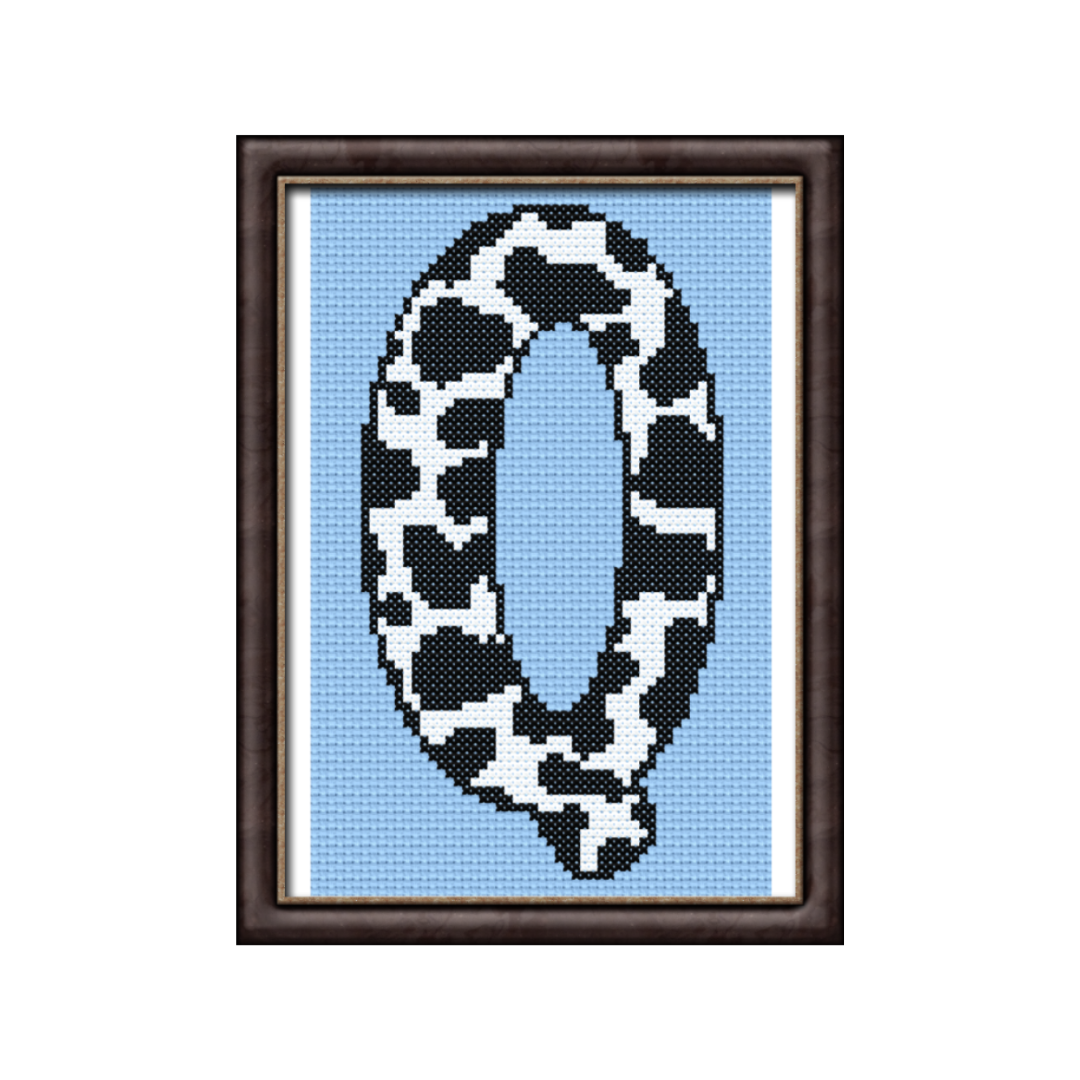 Cow Print Q Monogram Cross Stitch Pattern 
