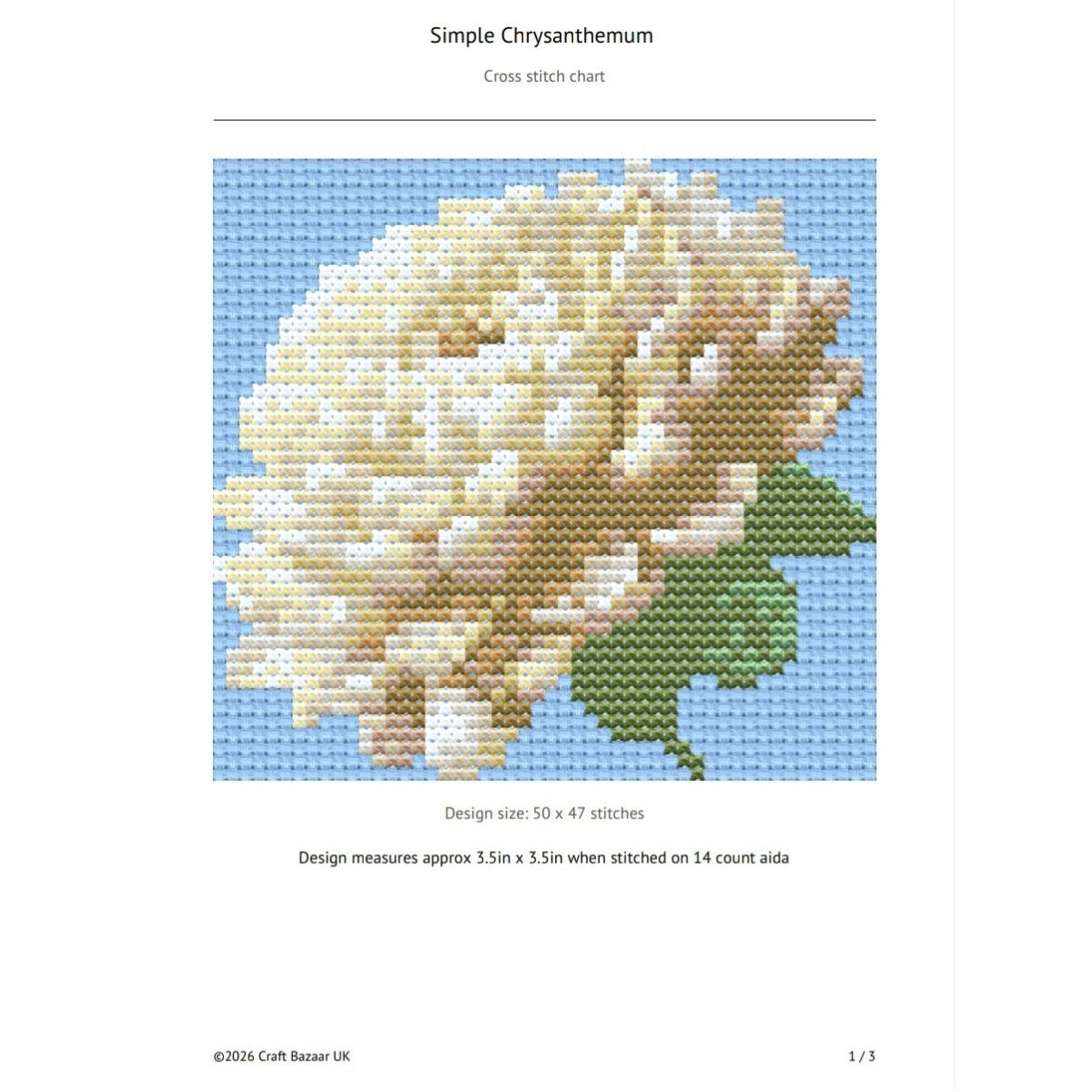 Simple Chrysanthemum Cross Stitch Pattern