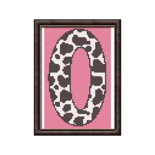 Cow Print O Monogram Cross Stitch Pattern 