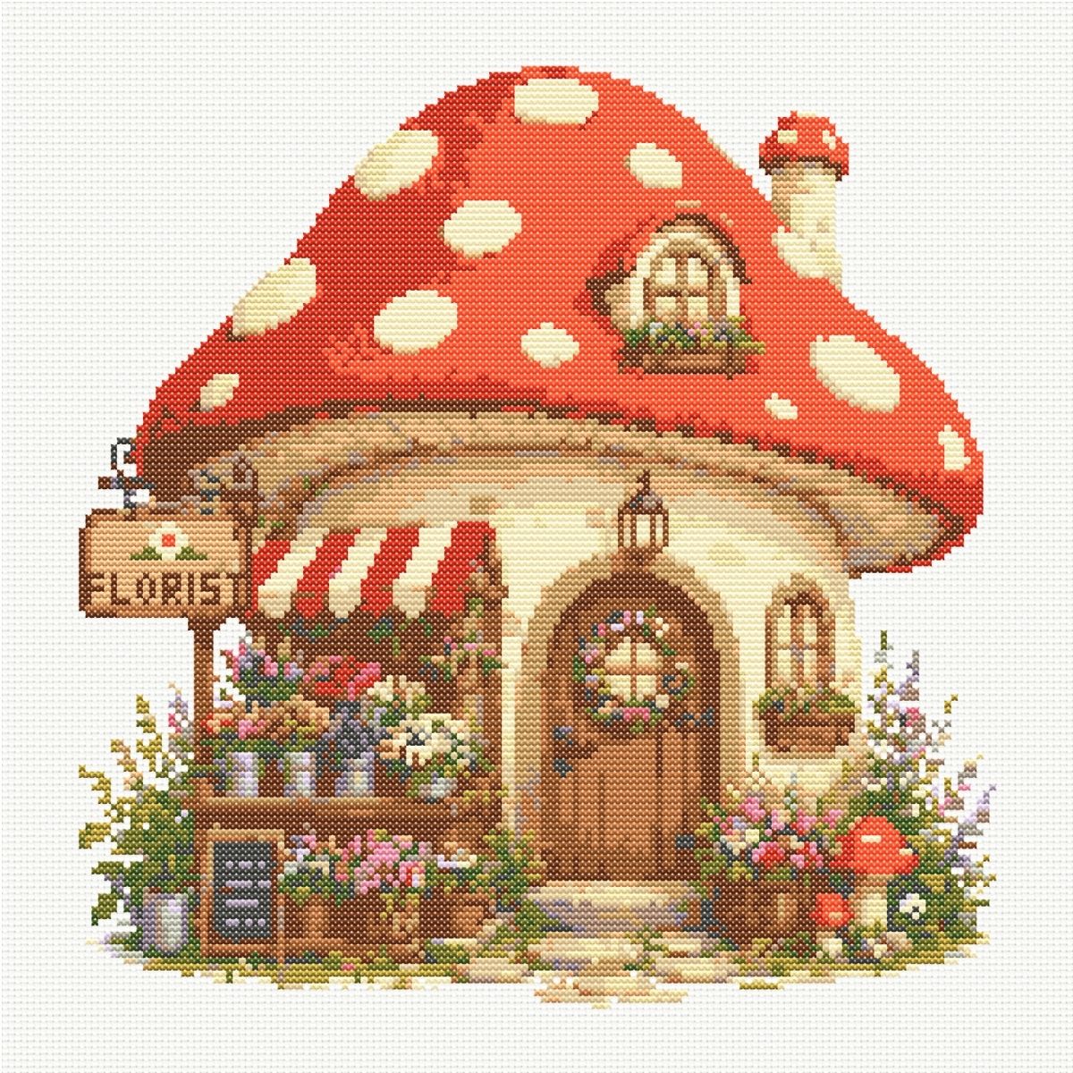 Mushroom Florist Cross Stitch Pattern