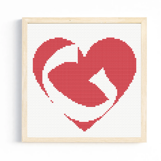 G Monogram in Heart Cross Stitch Pattern 