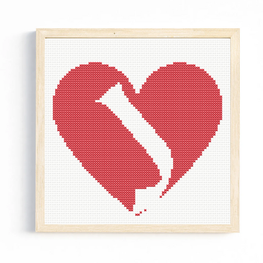 J Monogram in Heart Cross Stitch Pattern 