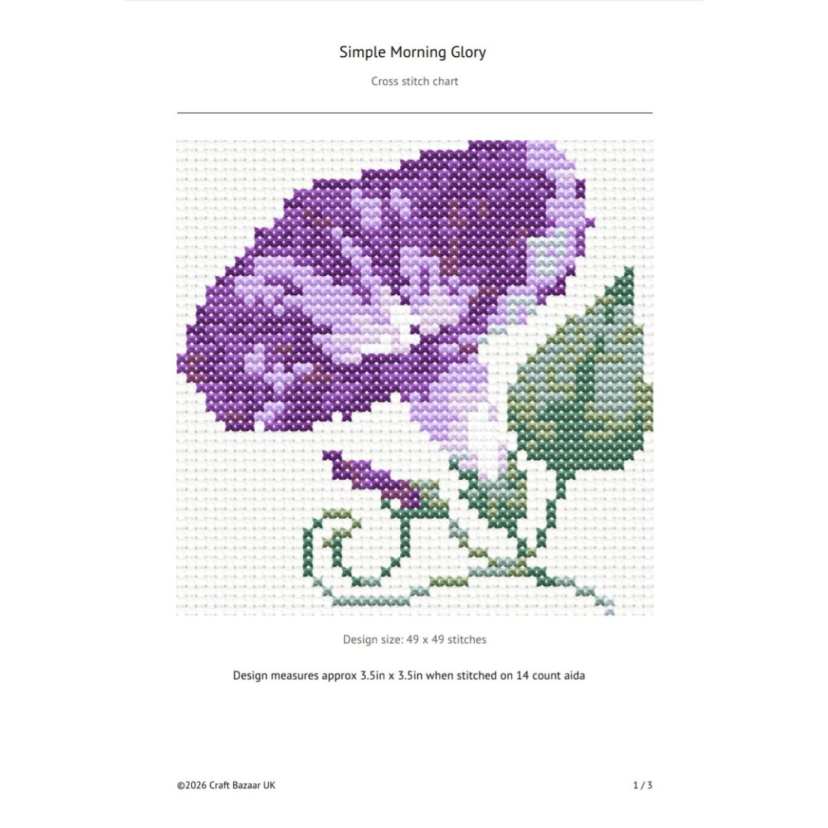 Simple Morning Glory Cross Stitch Pattern