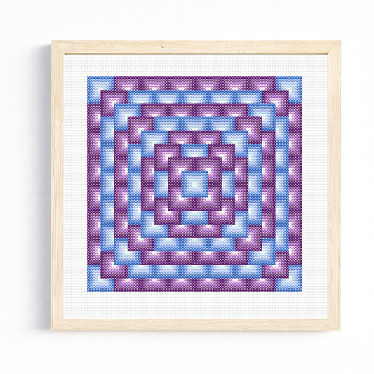 Geometric Stacked Squares Cross Stitch Pattern 