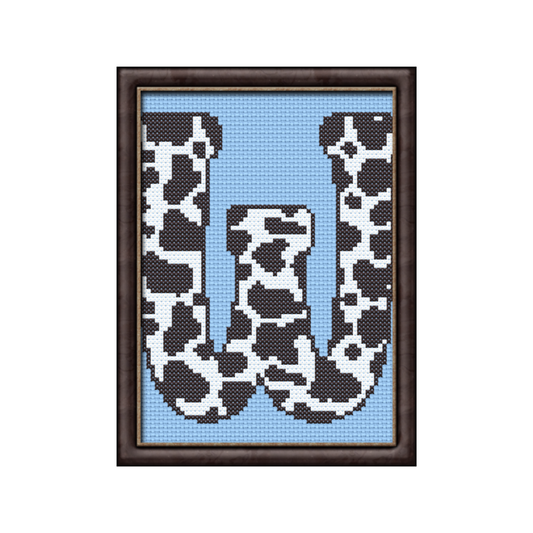 Cow Print W Monogram Cross Stitch Pattern 