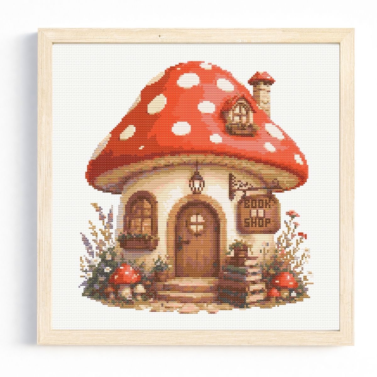 Mushroom Book Shop Cross Stitch Pattern