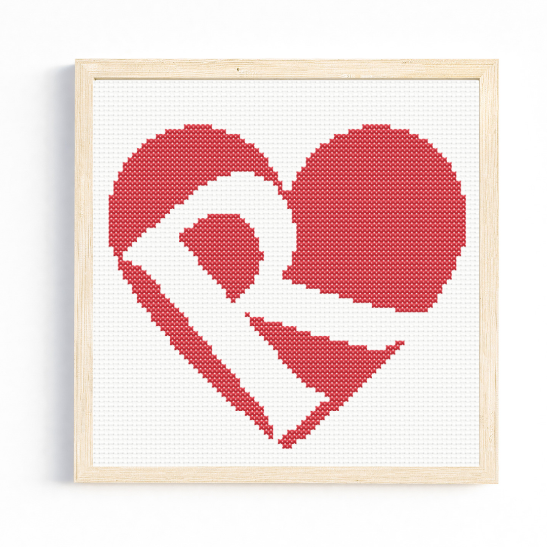 R Monogram in Heart Cross Stitch Pattern 