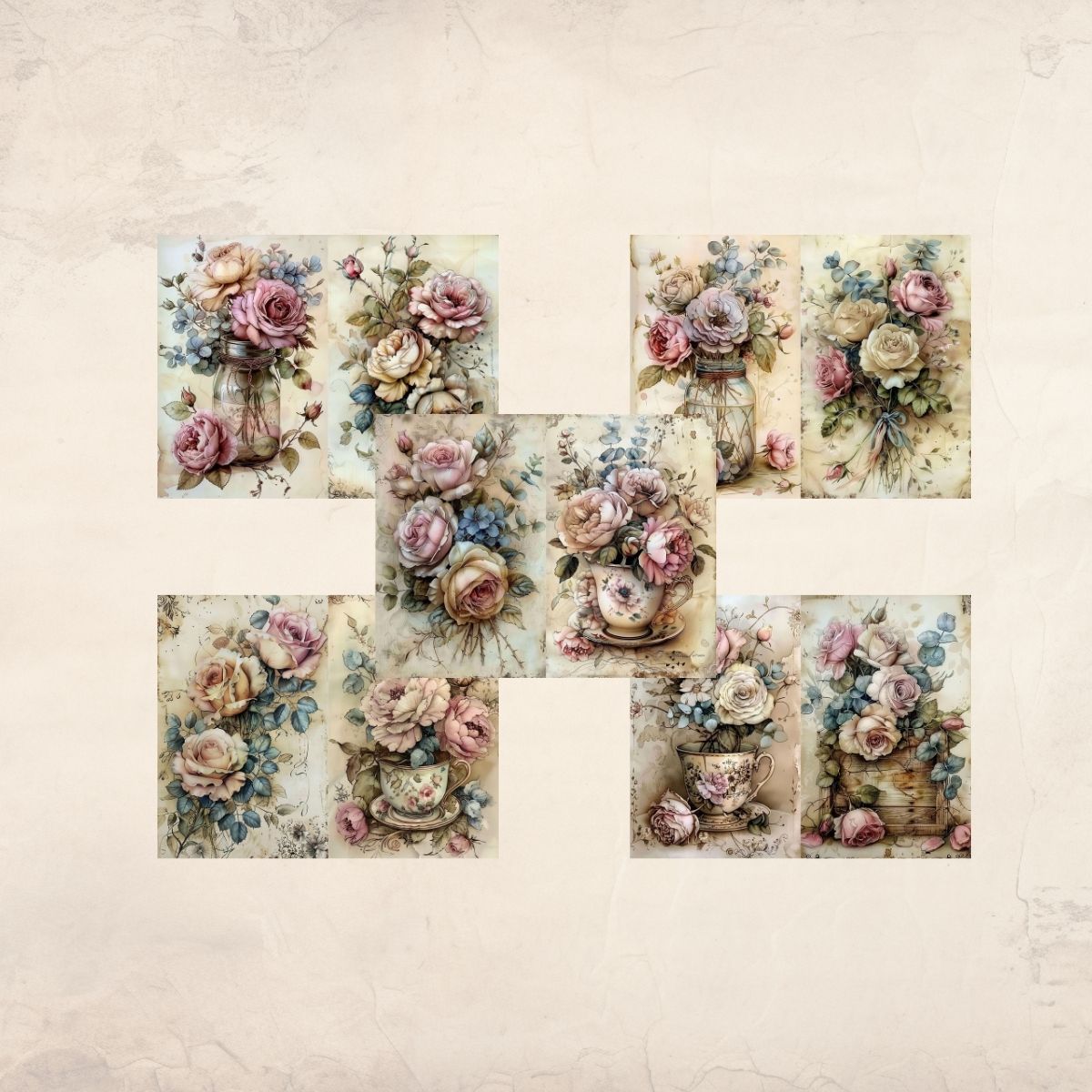 Vintage Rose Junk Journal Pages