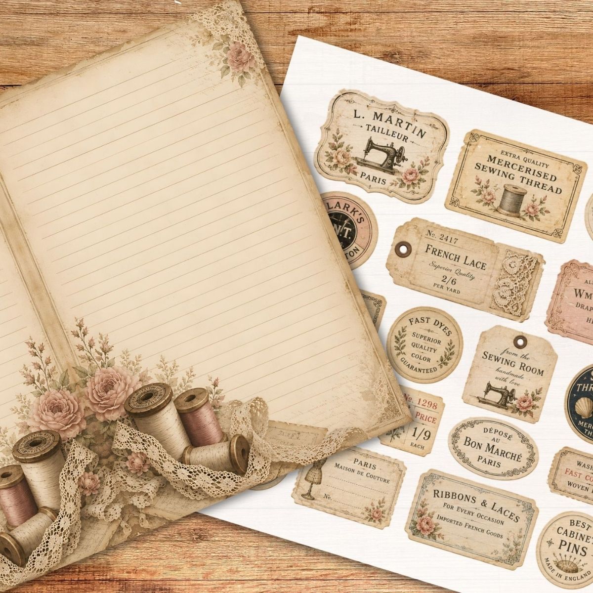 Vintage Sewing Room Junk Journal Kit
