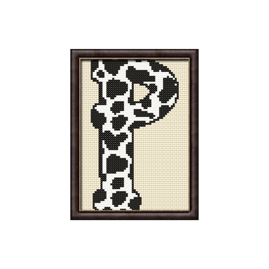 Cow Print P Monogram Cross Stitch Pattern 