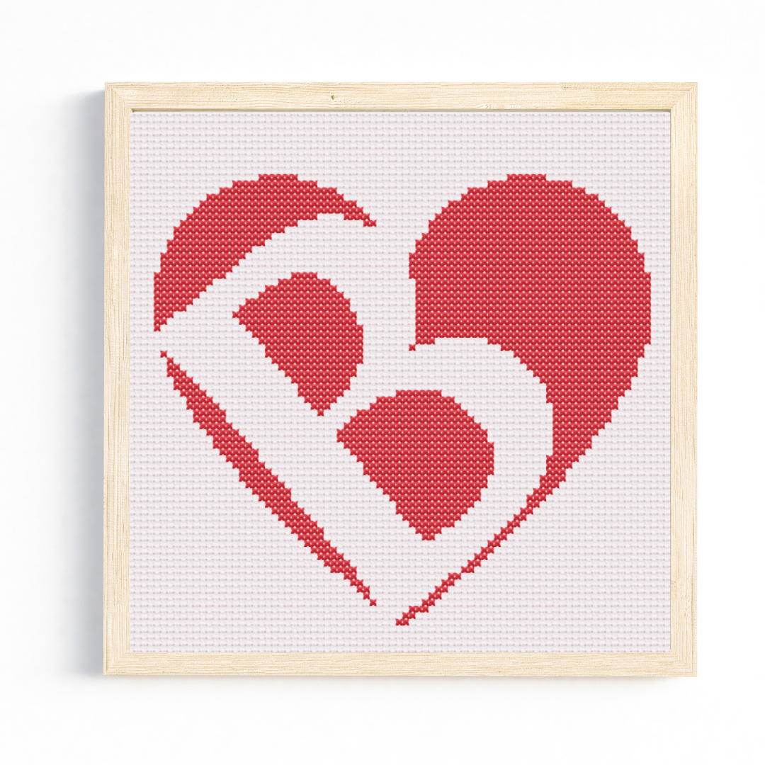 B Monogram in Heart Cross Stitch Pattern 