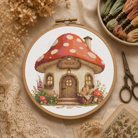Mushroom Bakery Cross Stitch Pattern