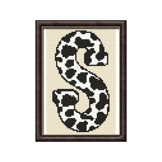 Cow Print S Monogram Cross Stitch Pattern 