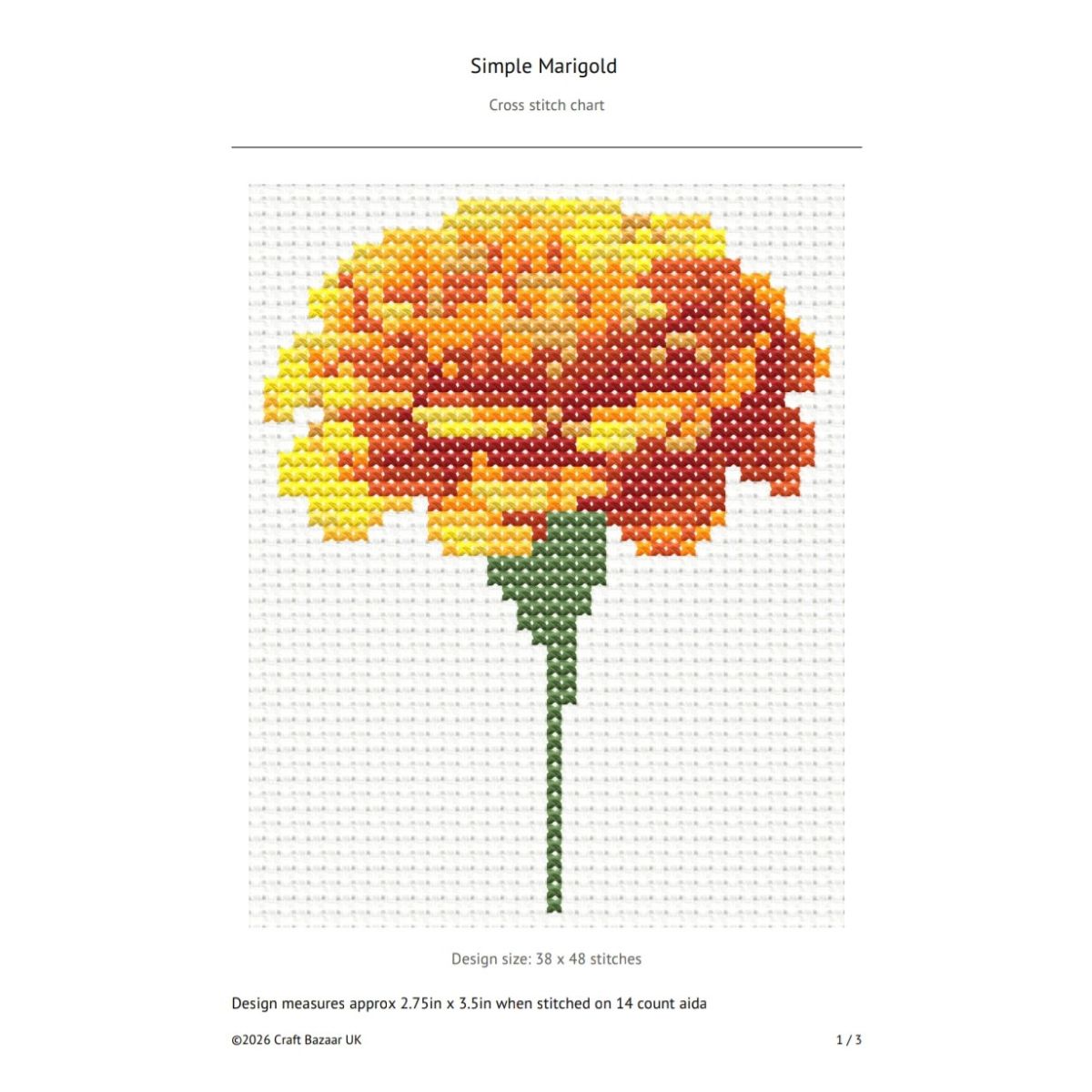 Simple Marigold Cross Stitch Pattern