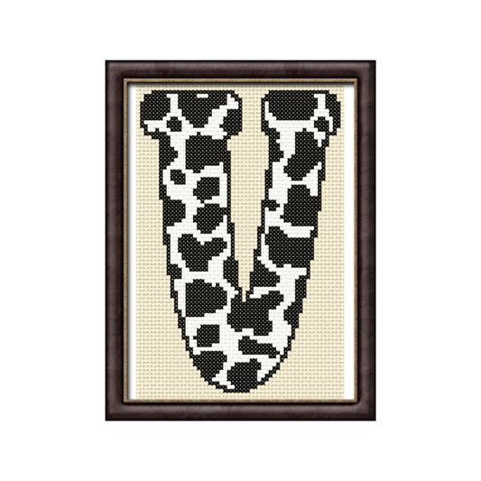 Cow Print V Monogram Cross Stitch Pattern 