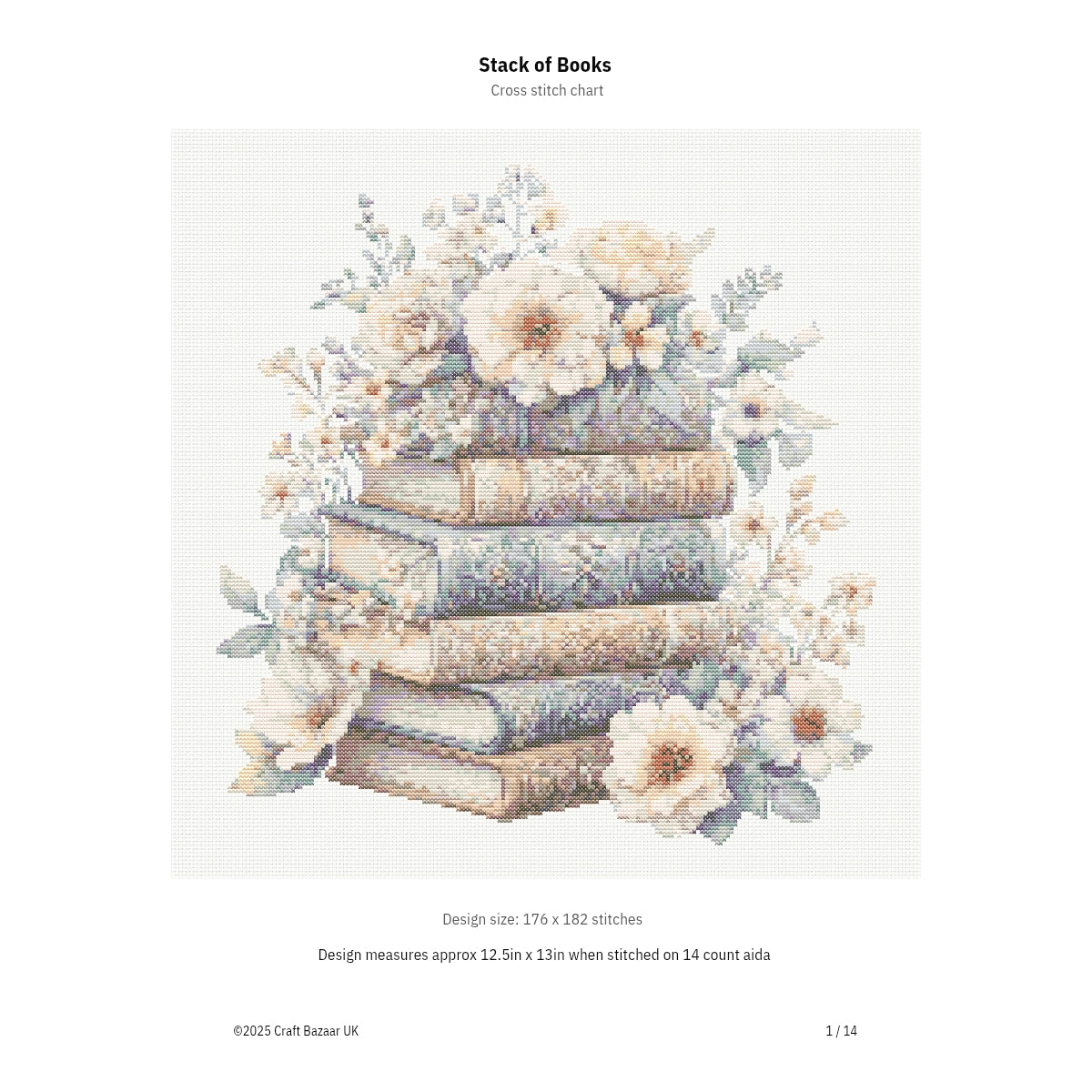Stack of Books Cross Stitch Pattern