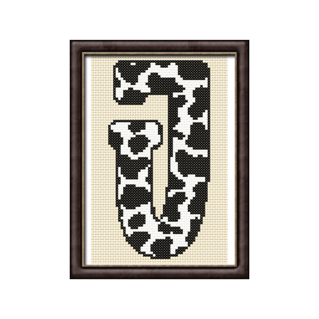 Cow Print J Monogram Cross Stitch Pattern 