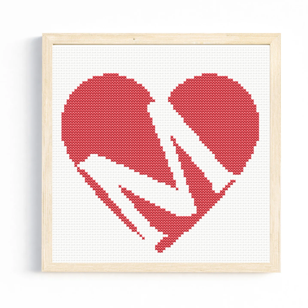 M Monogram in Heart Cross Stitch Pattern 