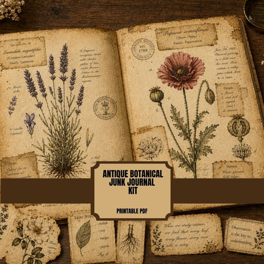 Antique Botanical Junk Journal Kit