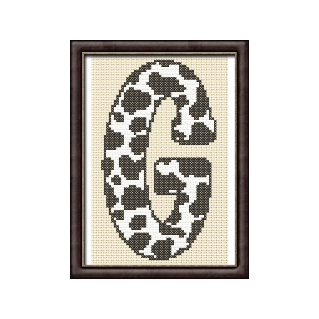 Cow Print G Monogram Cross Stitch Pattern 