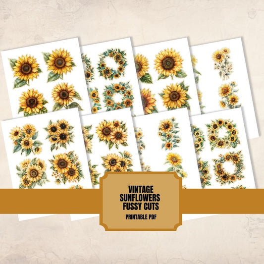 Vintage Sunflowers Fussy Cuts