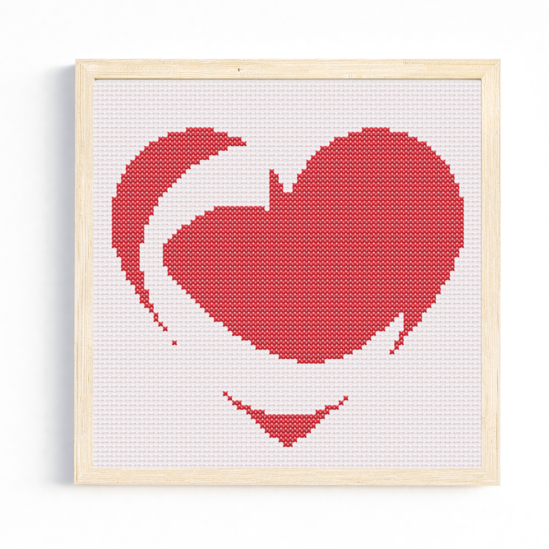 C Monogram in Heart Cross Stitch Pattern 