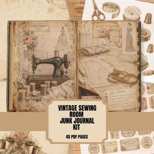 Vintage Sewing Room Junk Journal Kit