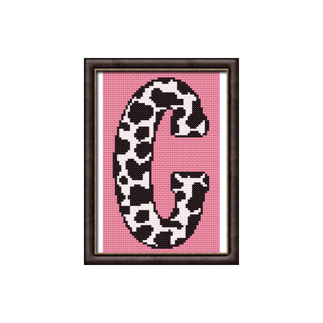 Cow Print C Monogram Cross Stitch Pattern 