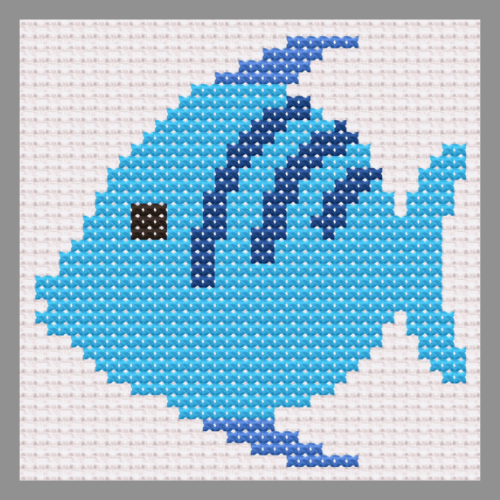 Free Little Blue Fish - PDF Cross Stitch Pattern 