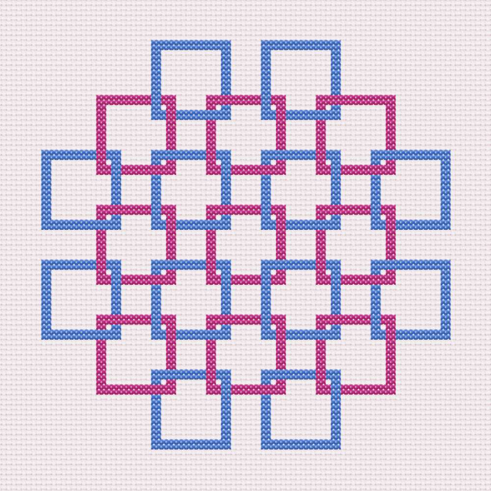 Geometric 2 Tone Interlocking Squares Cross Stitch Pattern