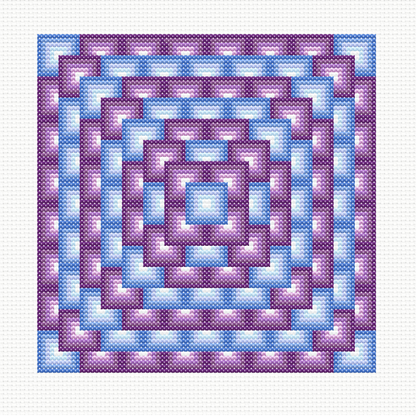 Geometric Stacked Squares Cross Stitch Pattern 