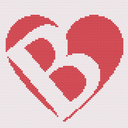 B Monogram in Heart Cross Stitch Pattern 