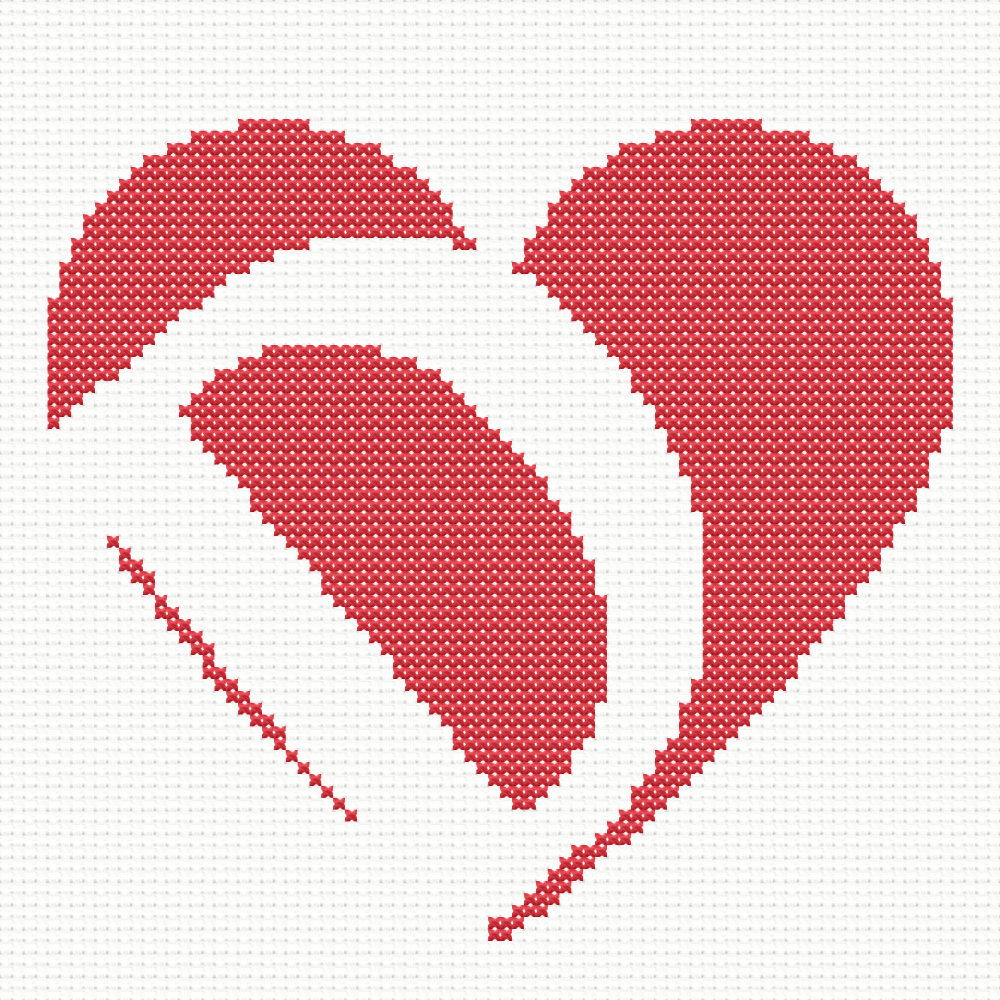 D Monogram in Heart Cross Stitch Pattern 
