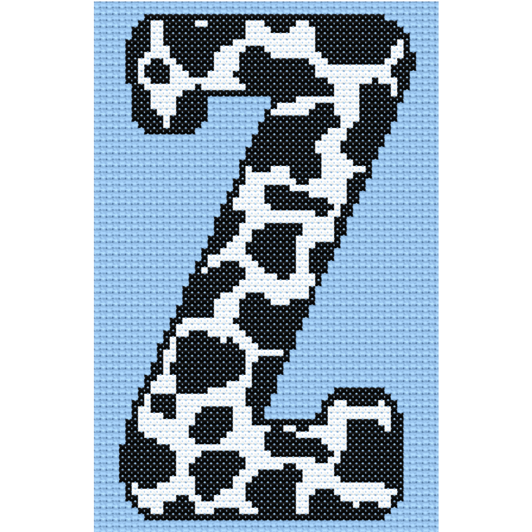 Cow Print Z Monogram Cross Stitch Pattern 