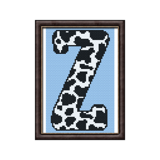 Cow Print Z Monogram Cross Stitch Pattern 