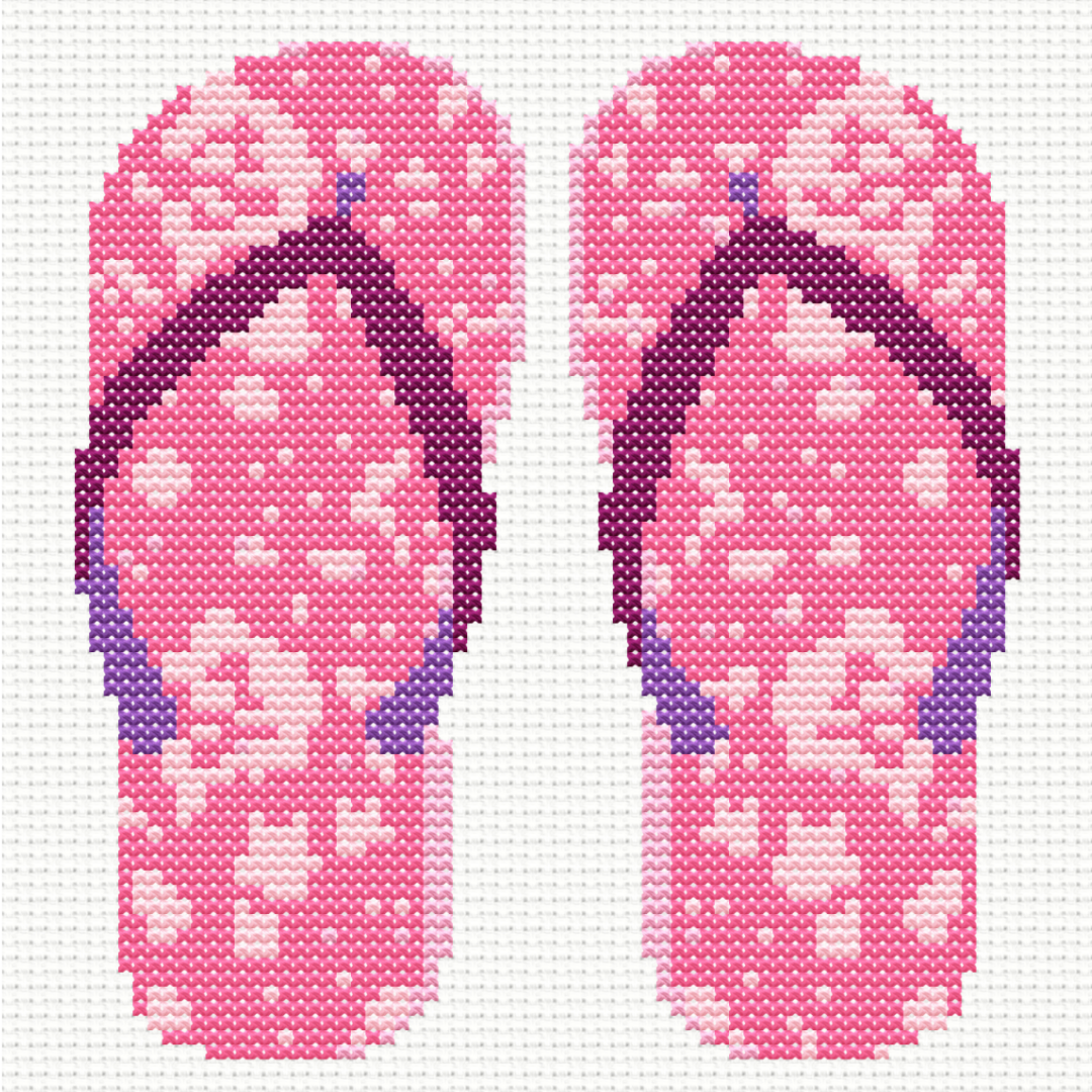 Flip Flops Pink Cross Stitch Pattern 