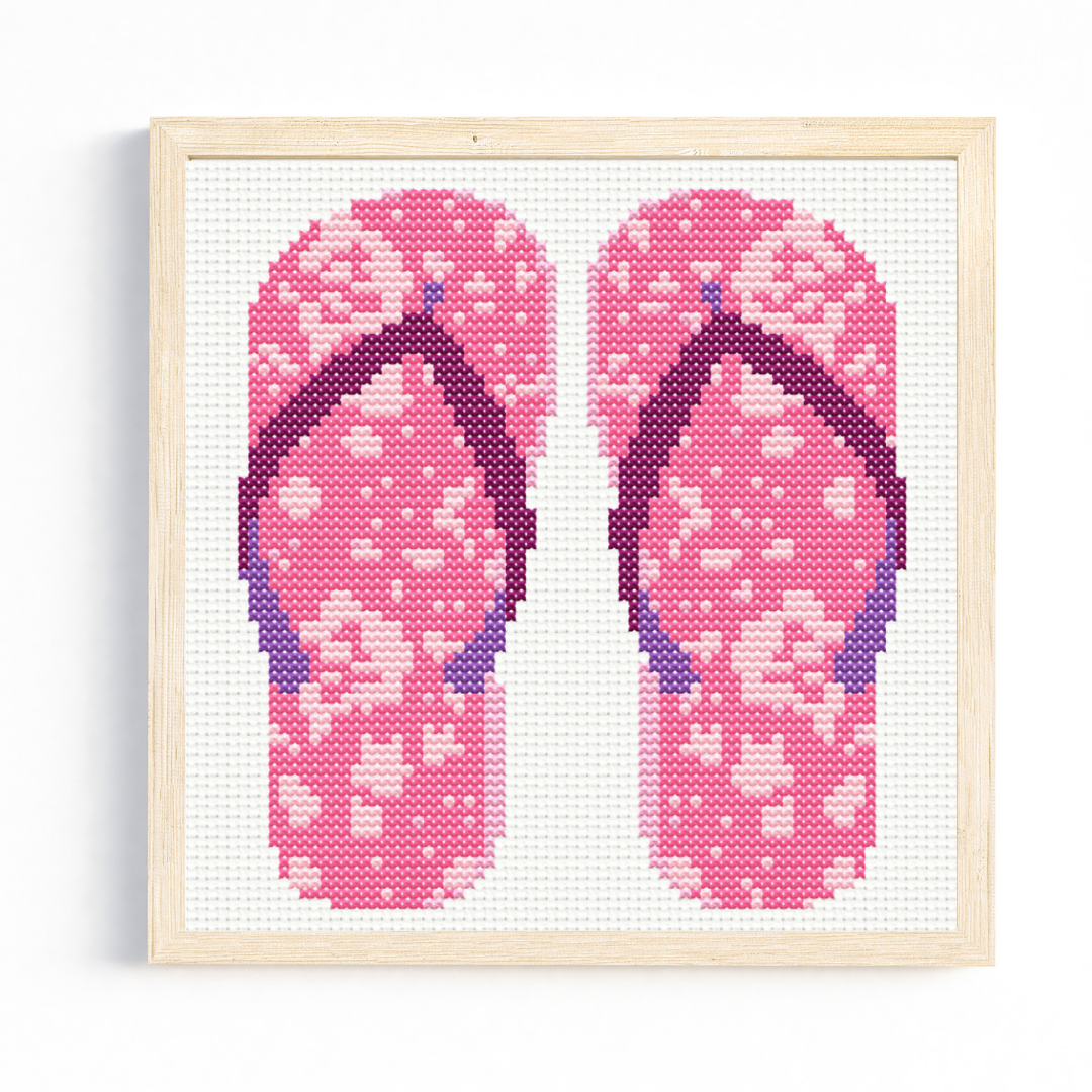 Flip Flops Pink Cross Stitch Pattern 