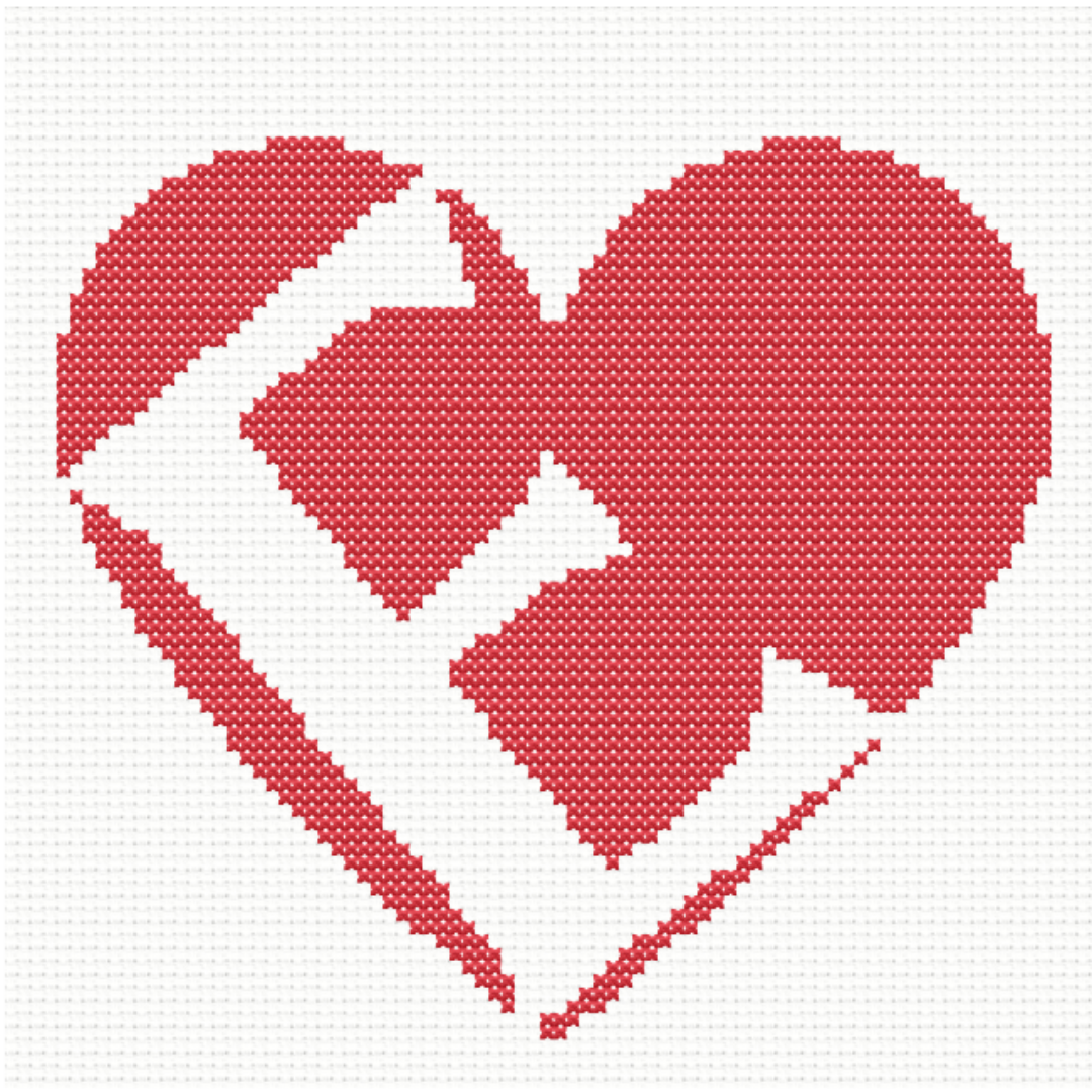 E Monogram in Heart Cross Stitch Pattern 