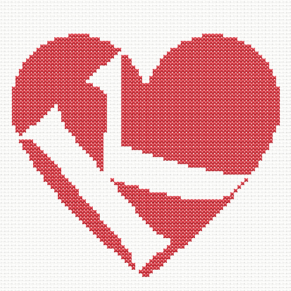 K Monogram in Heart Cross Stitch Pattern 