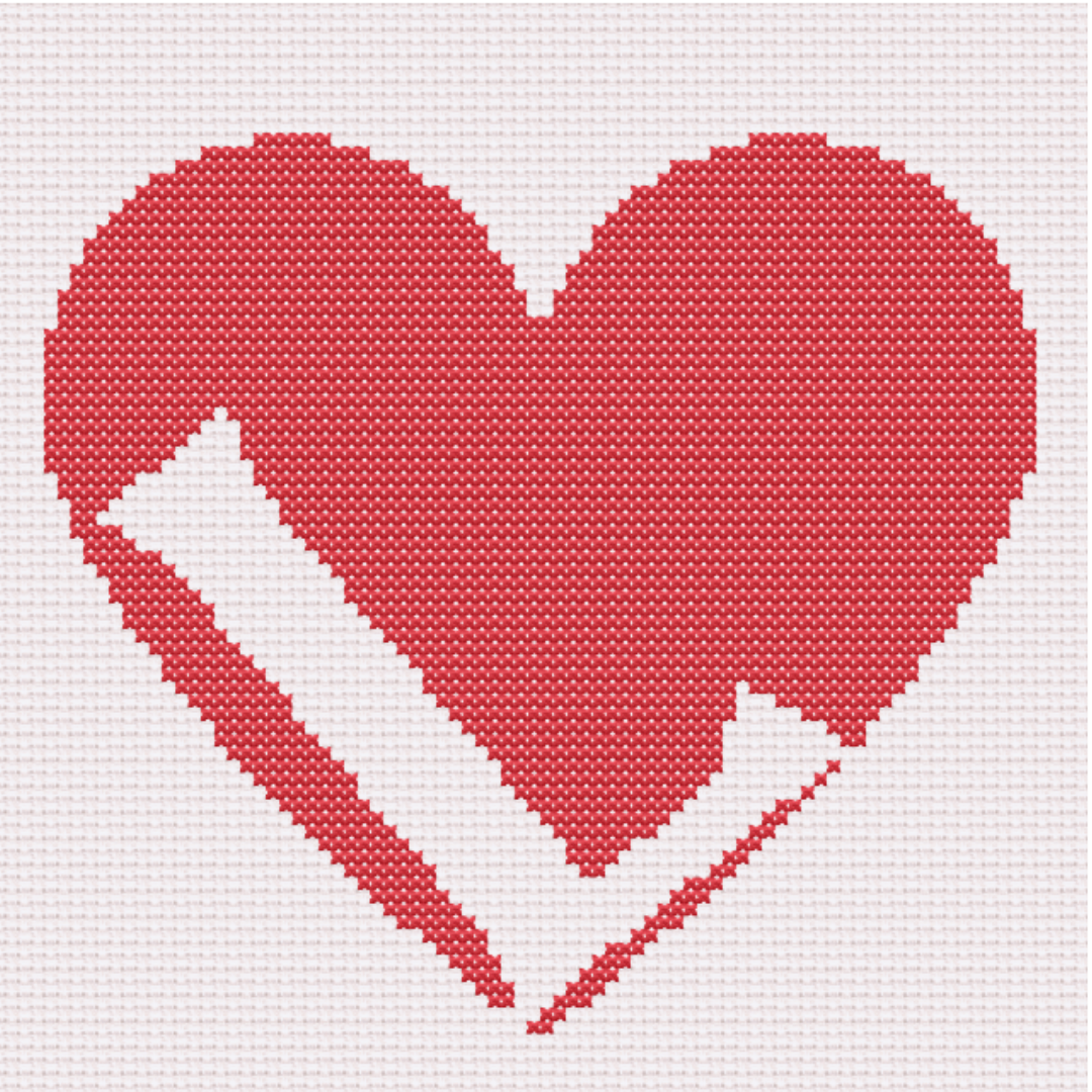 L Monogram in Heart Cross Stitch Pattern 