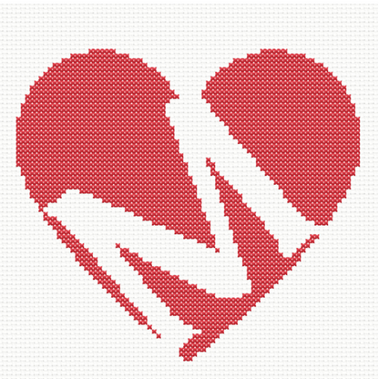 M Monogram in Heart Cross Stitch Pattern 