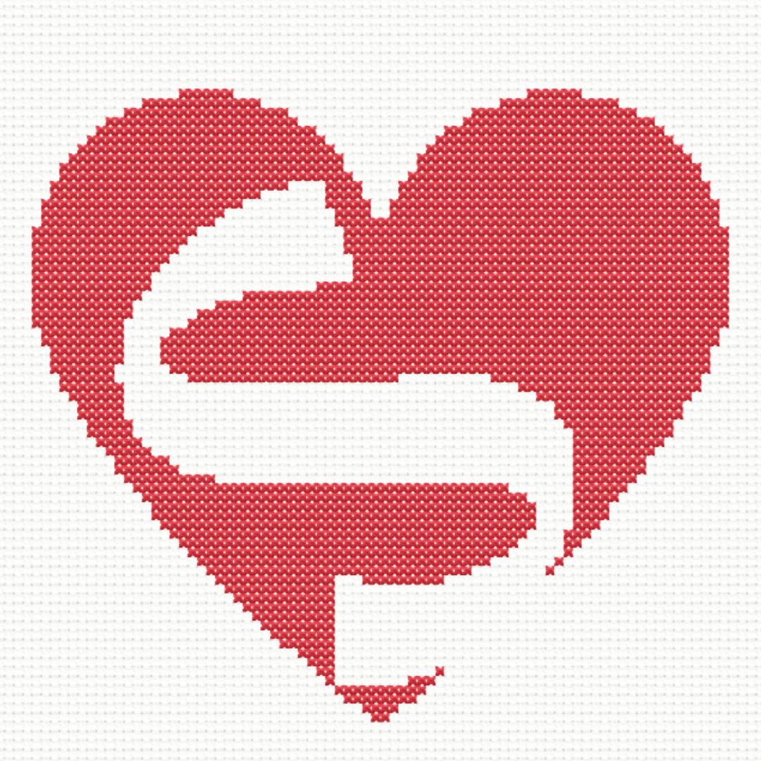 S Monogram in Heart Cross Stitch Pattern 