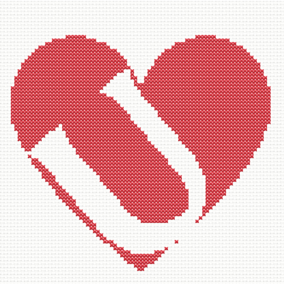 U Monogram in Heart Cross Stitch Pattern 
