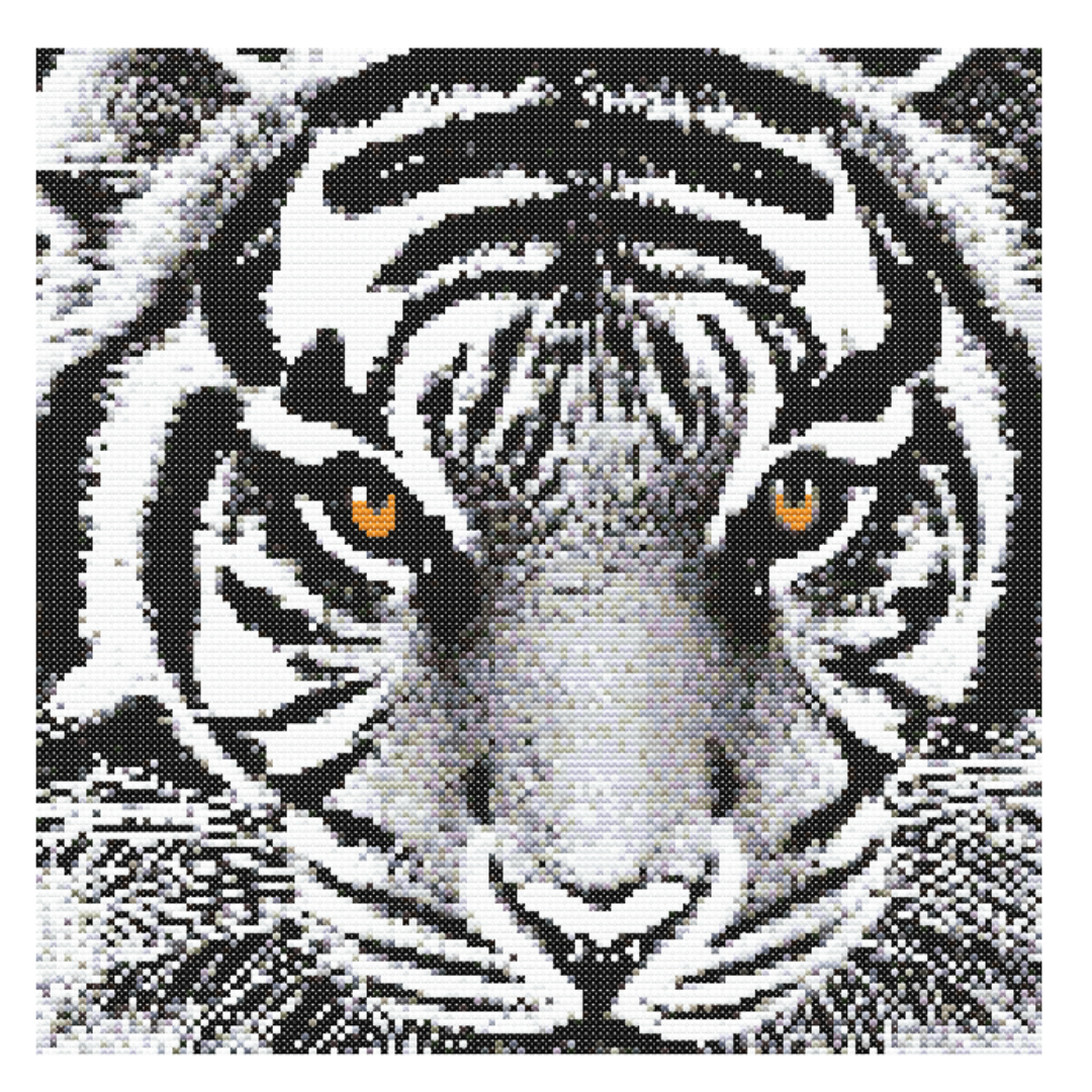 White Tiger Closeup Cross Stitch Pattern 