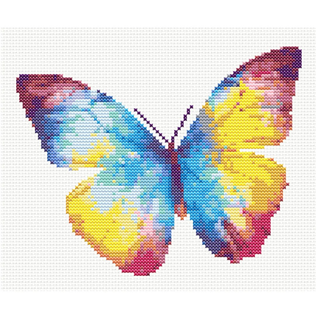 Rainbow Watercolour Butterfly Cross Stitch Pattern 