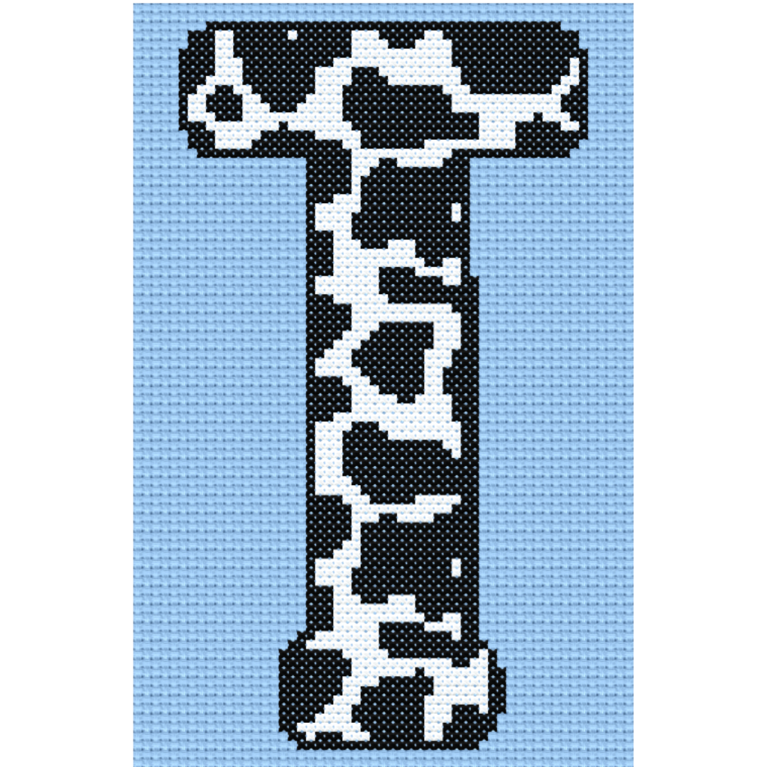 Cow Print T Monogram Cross Stitch Pattern 
